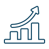 Upward sweeping bar graph icon