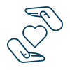Hands surrounding a heart icon